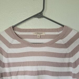 Liverpool LA | Tan & Cream Striped Sweater Size Medium